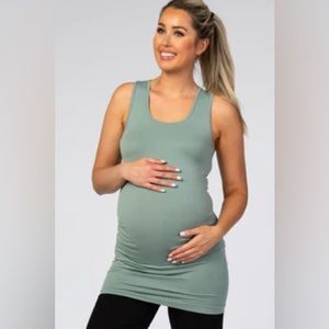 2 TANKS - Salmon & Light Olive Fitted Maternity Tank Tops